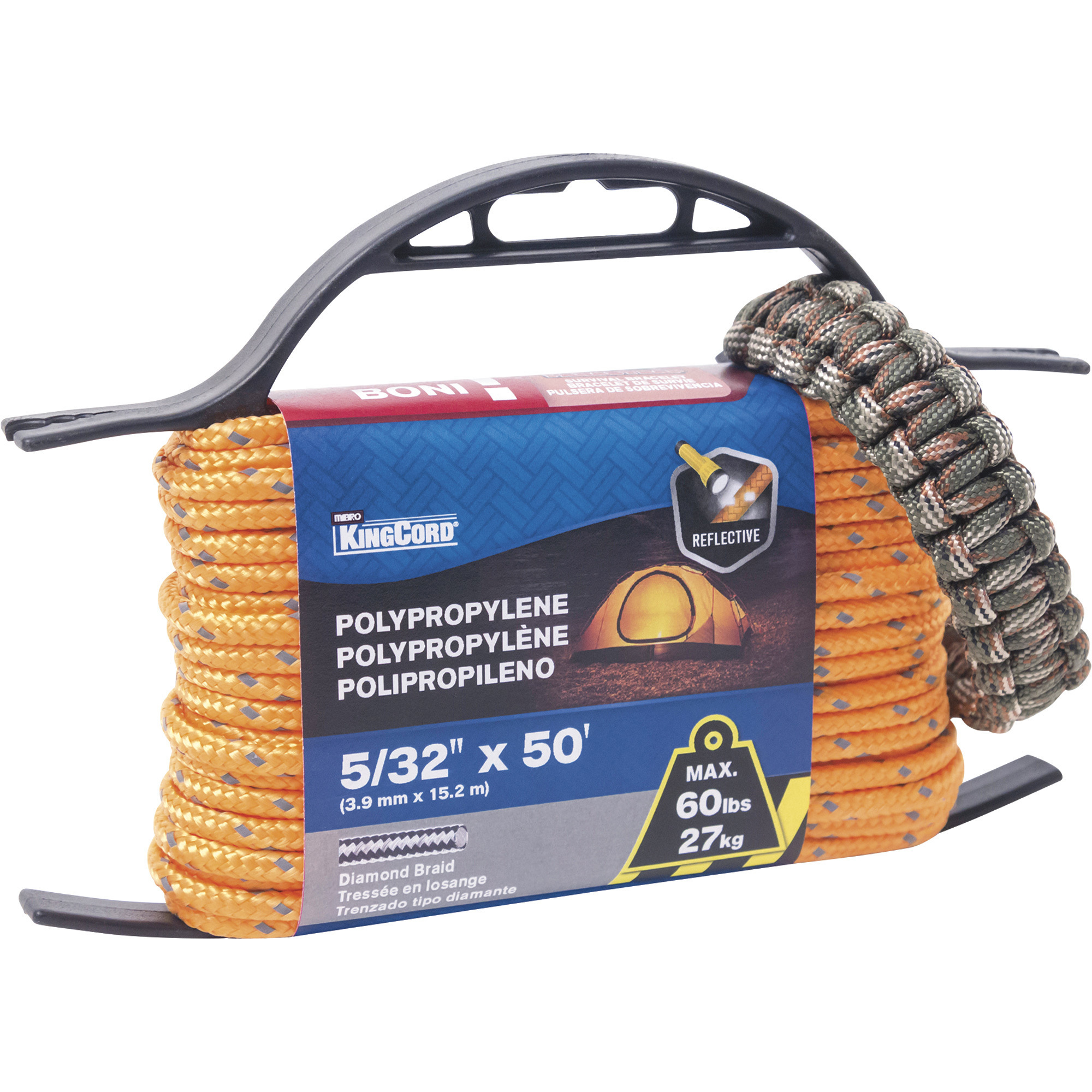 KingCord 3/8in. x 50ft. Nylon Diamond Braid Rope Northern Tool